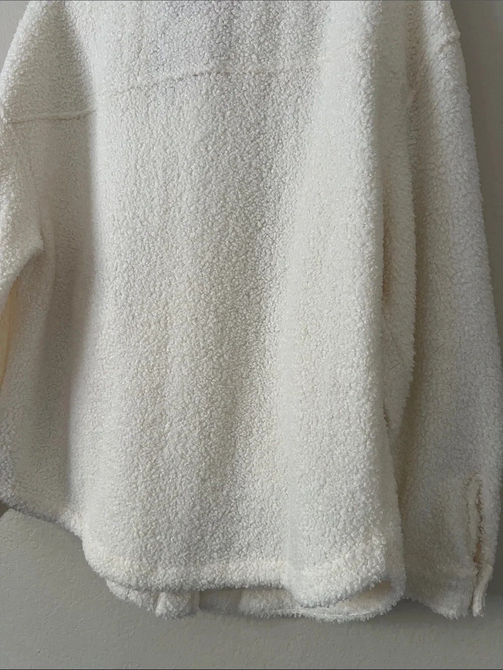NWT YITTY  Sherpa Button-Front Teddy Shacket Baddie To The Bone (Cream) XL
